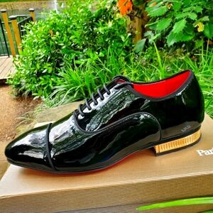 New Christian Louboutin Oxford Lace-Up Shoes Met Greggo Patent Leather Sz40 7US